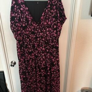 Torrid Black and Pink Dolman Sleeve Maxi Sundress